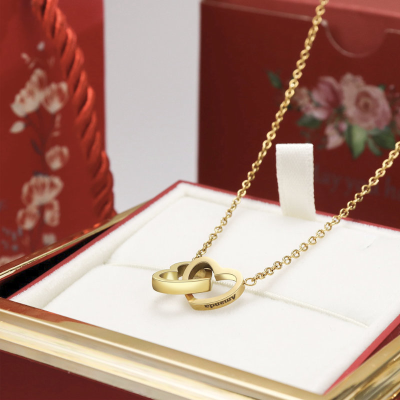 Coffret Collier cœur + boîte rose - Cadeau d'amour élégant