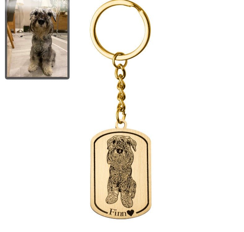 Porte-clés Silhouette de chien médaillon