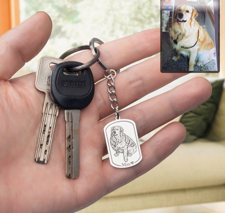 Porte-clés Silhouette de chien médaillon